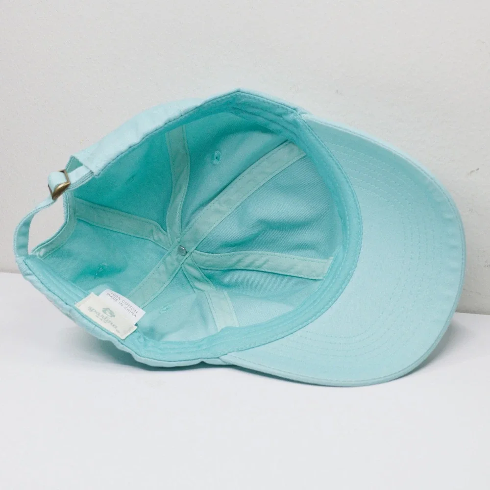 SPARTINA 449 Sea Turtle Embroidered Cotton Twill Baseball Hat Aqua Blue Sz OS